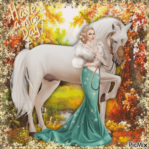Concours : Femme et son cheval - Vintage - GIF animé gratuit