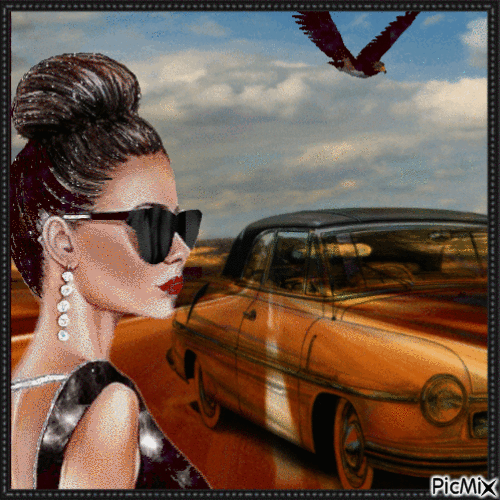 Araba ve Kadın - Безплатен анимиран GIF