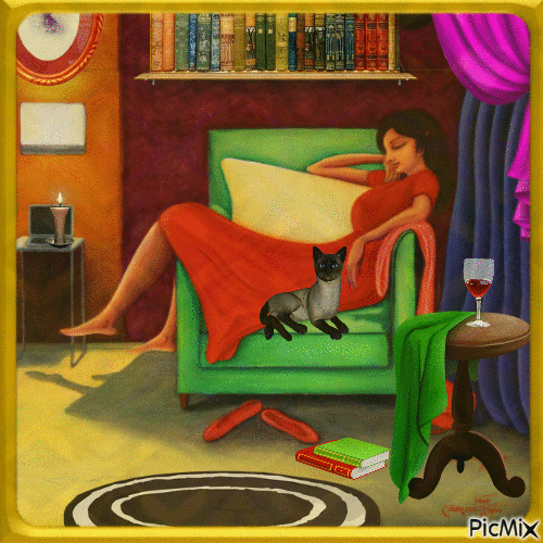 RELAXING AT HOME - Free animated GIF