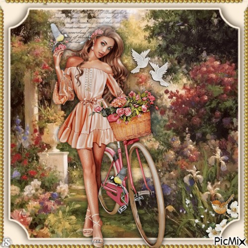 Girl,Bike,Spring-RM-07-16-23 - Free PNG