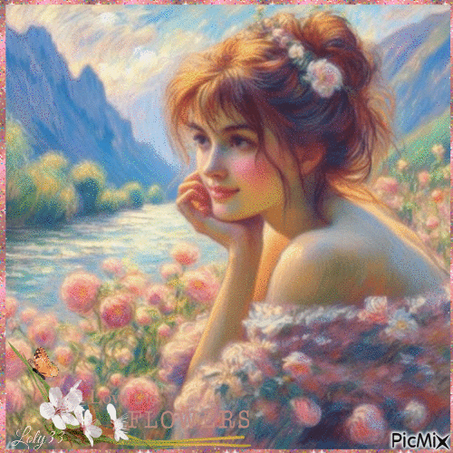 femme printemps pastel - Δωρεάν κινούμενο GIF
