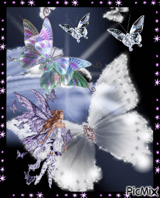 Angle and butterflies. - Gratis geanimeerde GIF