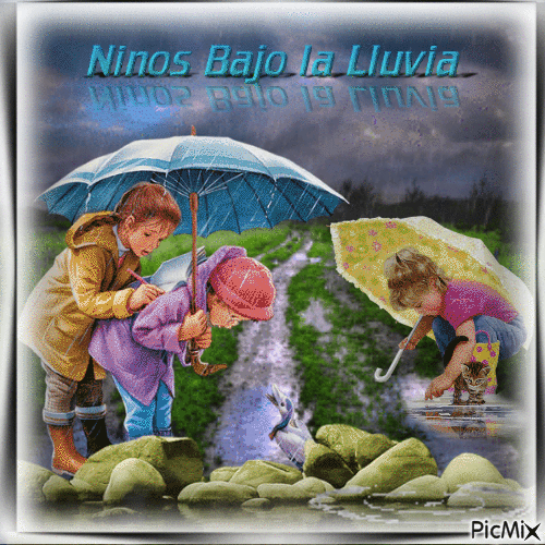 Ninos Bajo la LLuvia - Animovaný GIF zadarmo