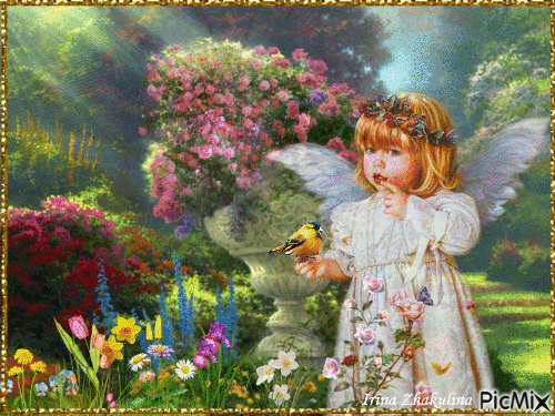 Angel in the garden - Free animated GIF