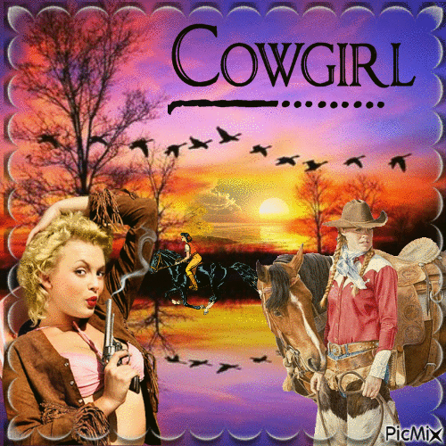cowgirls et coucher de soleil - Ingyenes animált GIF