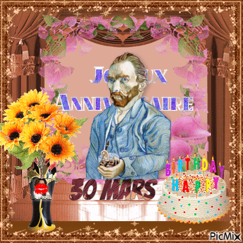 30 mars anniversaire de Van Gogh - GIF animate gratis
