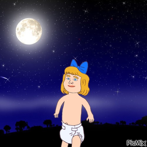Baby and moon - bezmaksas png