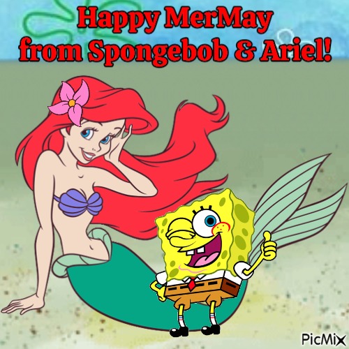 Happy MermMay from Spongebob & Ariel! - Free PNG