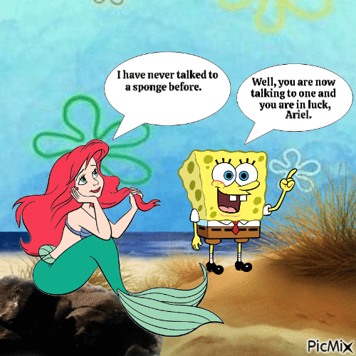 Spongebob and Ariel talking to each other - Free animated GIF