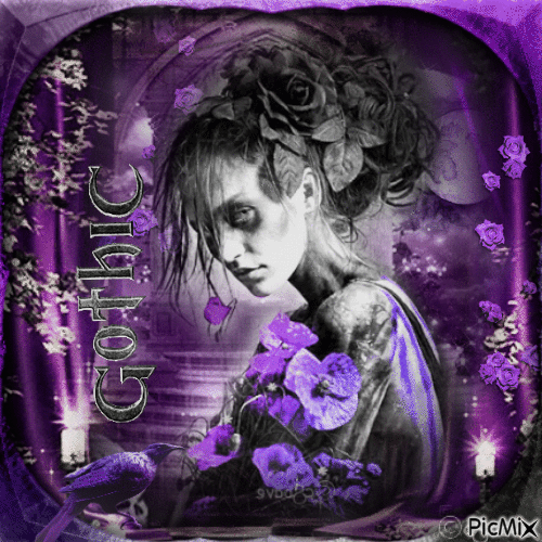 Gothic woman purple - Бесплатни анимирани ГИФ