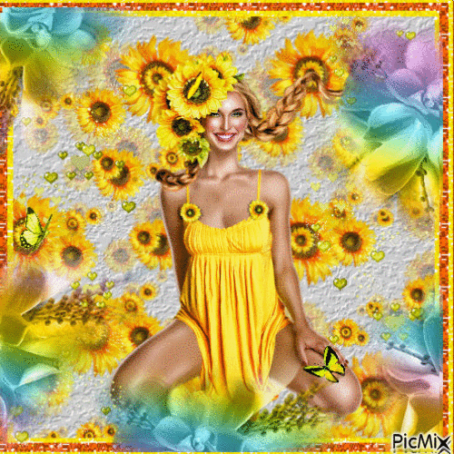 Sunflower Girl - 無料のアニメーション GIF