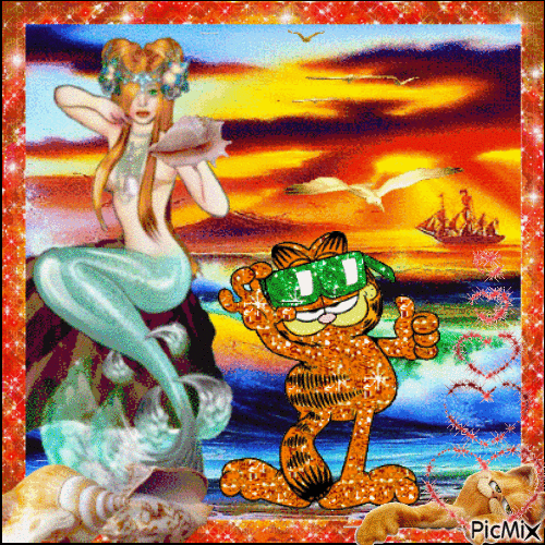 Garfield and the Mermaid - Besplatni animirani GIF