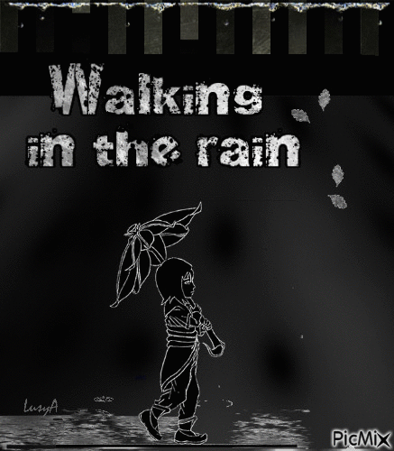 Walking in the rain - Free animated GIF
