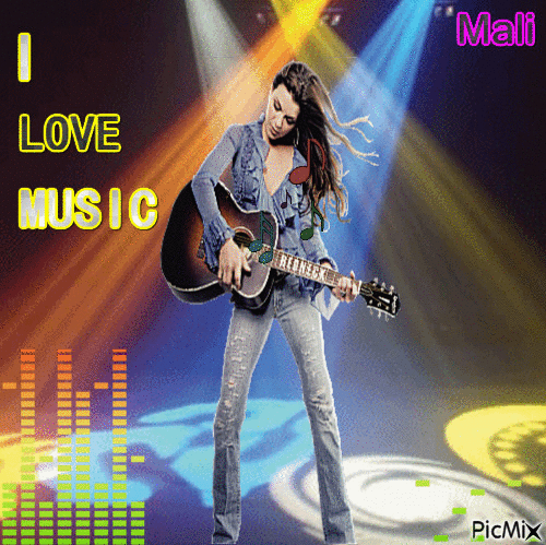 I LOVE MUSIC - Бесплатный анимированный гифка