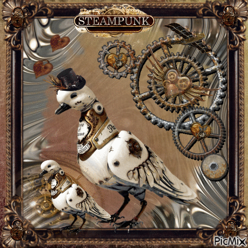 Steampunk with animals - Free animated GIF