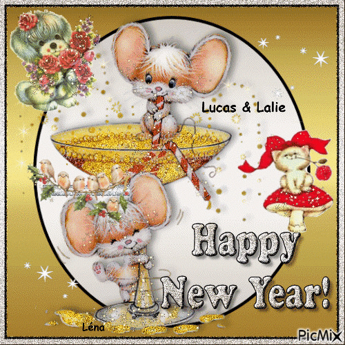 LUCAS & LALIE <3 HAPPY NEW YEAR, MES AMOURS ! <3 - GIF animado gratis
