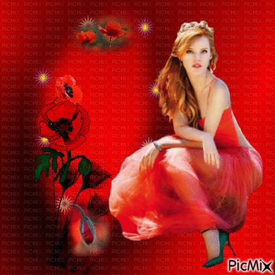 femme coquelicot - Free animated GIF