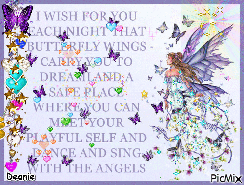 Butterfly wings carry you to dreamland poem - Darmowy animowany GIF