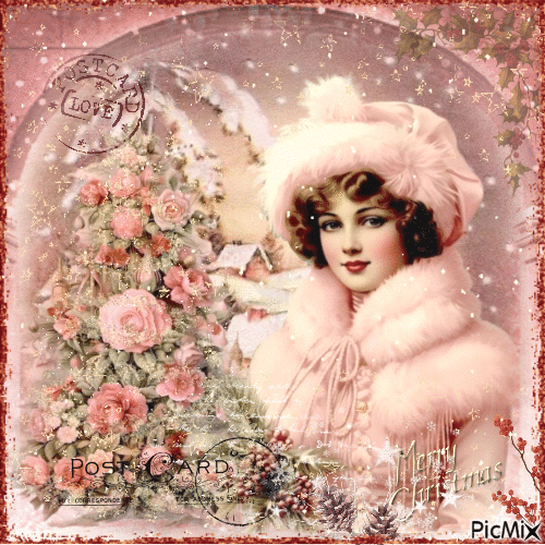 Vintage Pink Christmas - Gratis geanimeerde GIF