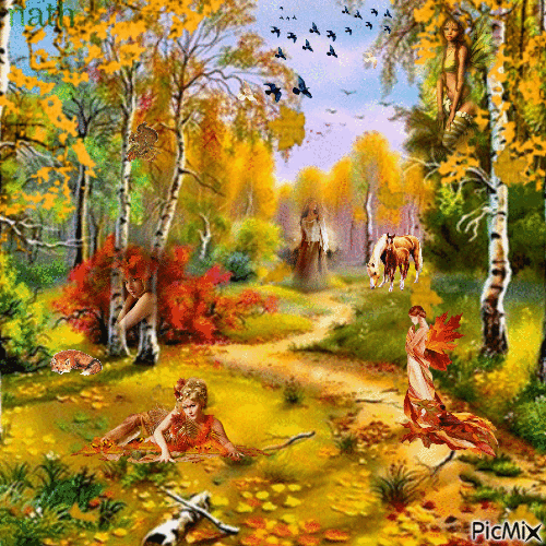 Un chemin d'automne - Nemokamas animacinis gif