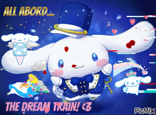The dream train and cinnamoroll xD - Gratis animerad GIF