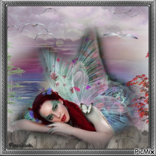 Femme papillon. - Animovaný GIF zadarmo