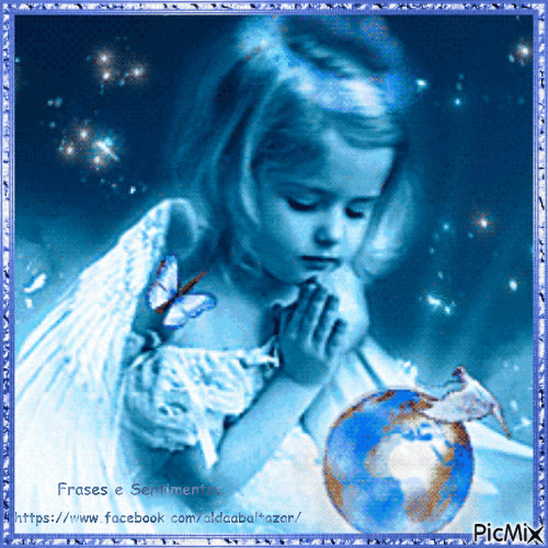 Menina a rezar pela paz no mundo - Δωρεάν κινούμενο GIF
