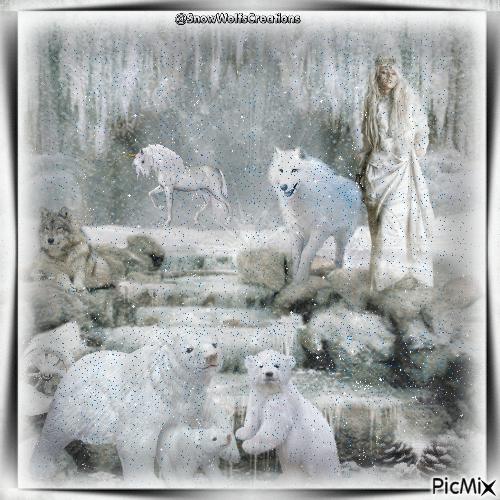 Fantasy Snow Queen And Animals - Darmowy animowany GIF