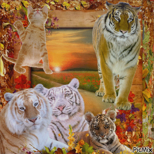 Miaou je suis avec les tigres miaou - Безплатен анимиран GIF