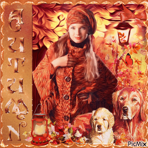 Autumn woman with a beret - Ingyenes animált GIF