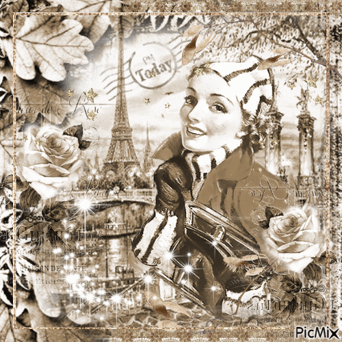 Paris in sepia - Free animated GIF
