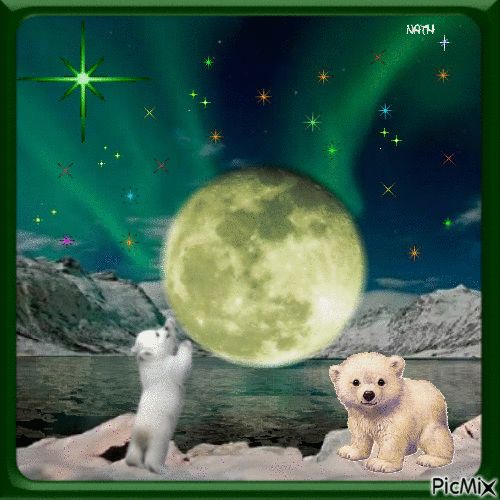 Luna llena y estrellas - 免费动画 GIF