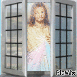 jesus in the window - Ingyenes animált GIF