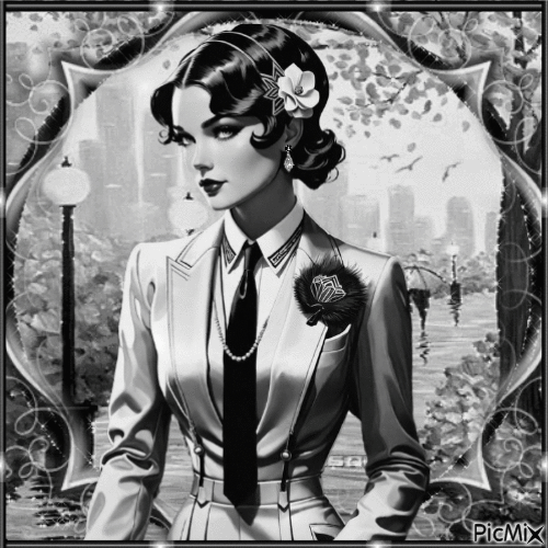 Mujer retro - Blanco y negro - Gratis geanimeerde GIF