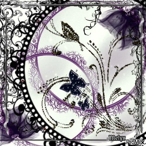 décoration, cercle encre et floral - Ilmainen animoitu GIF