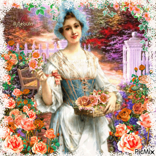Woman in the rose garden/contest - Δωρεάν κινούμενο GIF