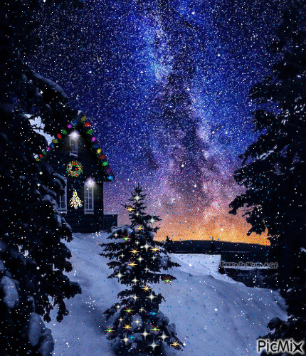 Snowy Night - 無料のアニメーション GIF