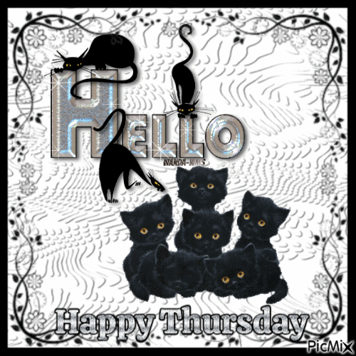 Hello-Thursday-black-cats - Бесплатный анимированный гифка