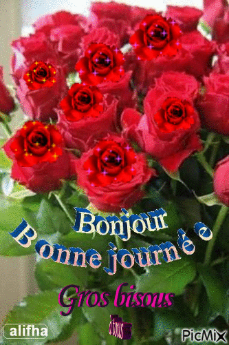 Bonjour  gros bisous - Безплатен анимиран GIF