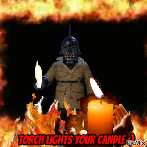 Torch lights candle for you!? - Darmowy animowany GIF