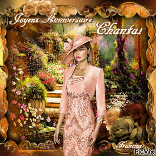 Joyeux Anniversaire a mon amie Chantal ♥♥♥ - Δωρεάν κινούμενο GIF