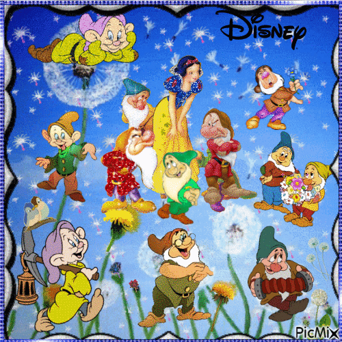 Snow White and the 7 Dwarfs. - Animovaný GIF zadarmo