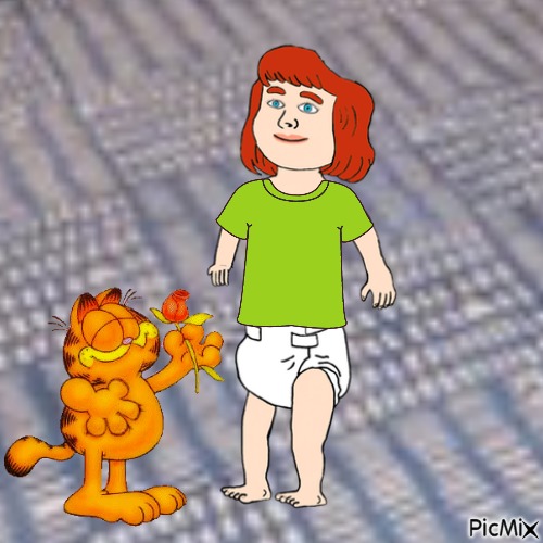 Garfield giving baby a flower - ilmainen png