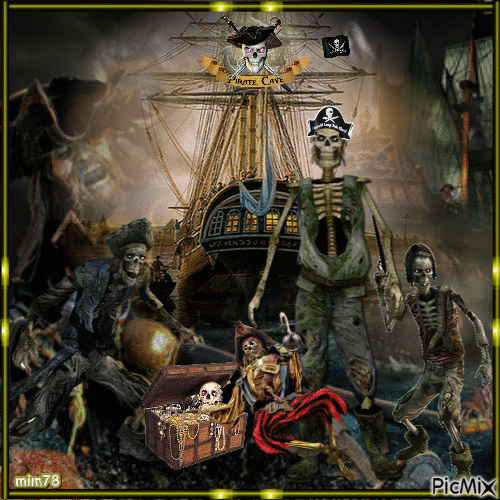 Skeleton pirate ship - Animovaný GIF zadarmo