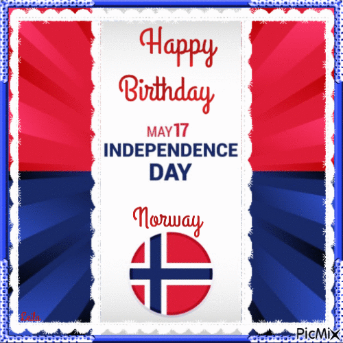 May 17th. Norway Independence Day. Happy Bithday - Free animated GIF