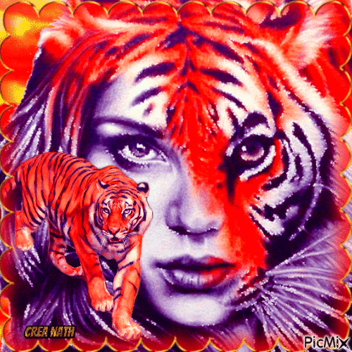 femme tigre - GIF animé gratuit