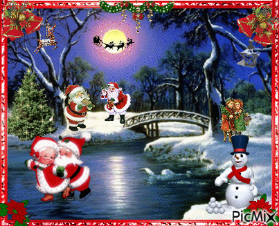 Santas the day before Christmas - GIF animasi gratis