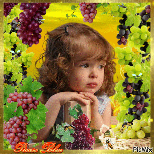 CHILD AND GRAPES - Gratis geanimeerde GIF
