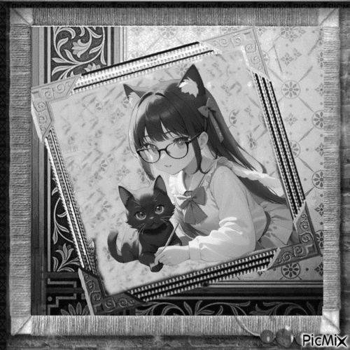 Manga preto e branco - 免费动画 GIF