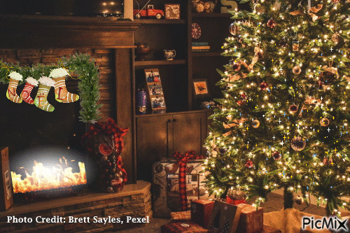 Christmas Tree Fireplace - GIF animado gratis